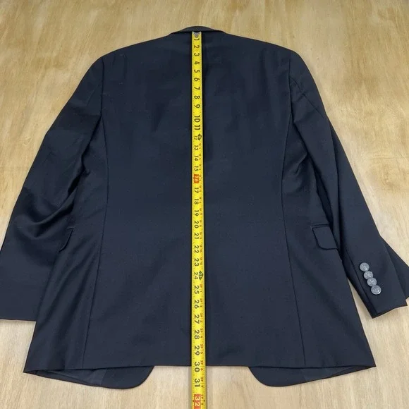 Lauren Ralph Lauren Blazer Jacket Sport Coat Mens 36R Wool Black Metal Buttons